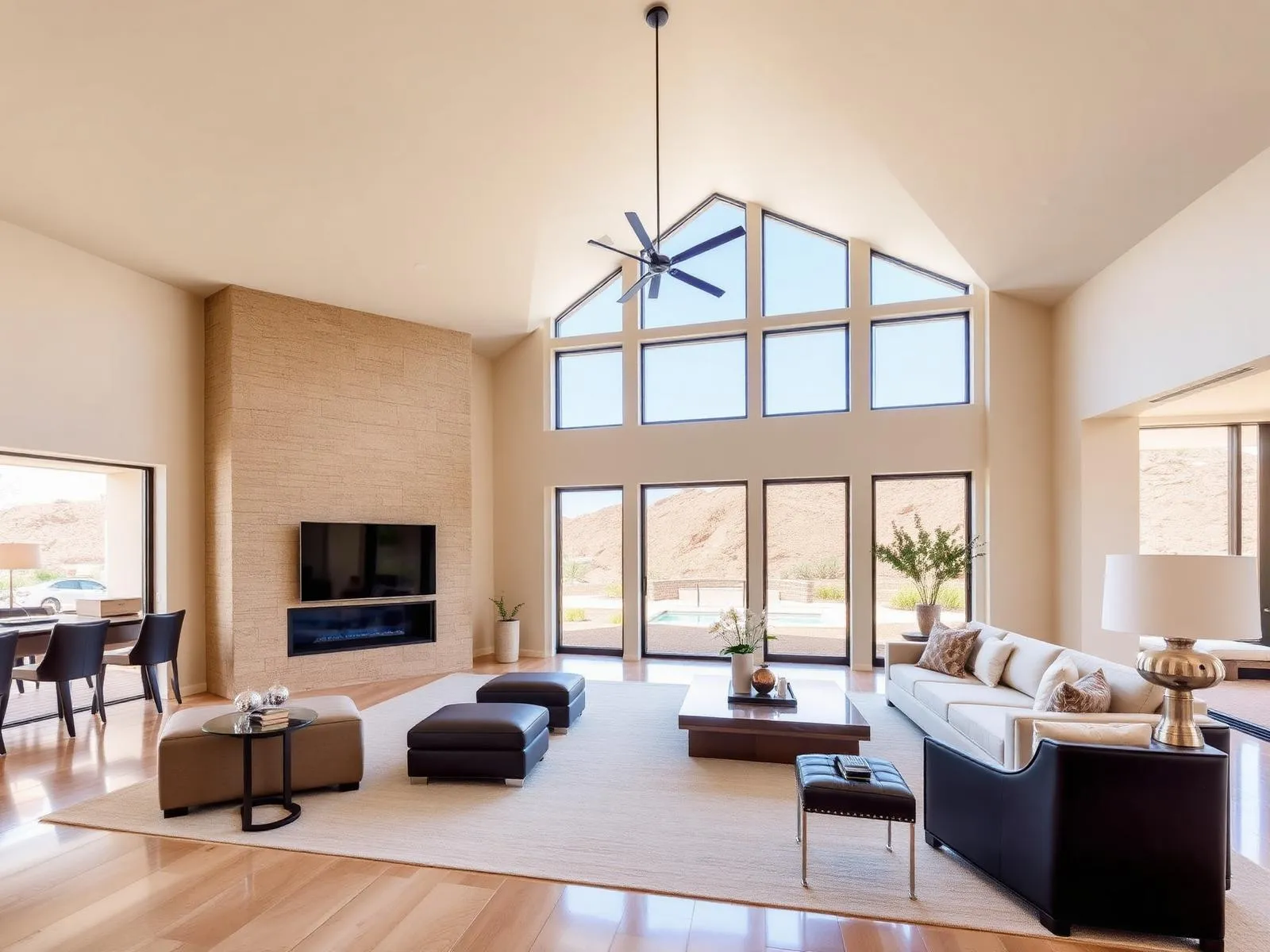 Sunlit great room in a contemporary Las Vegas home