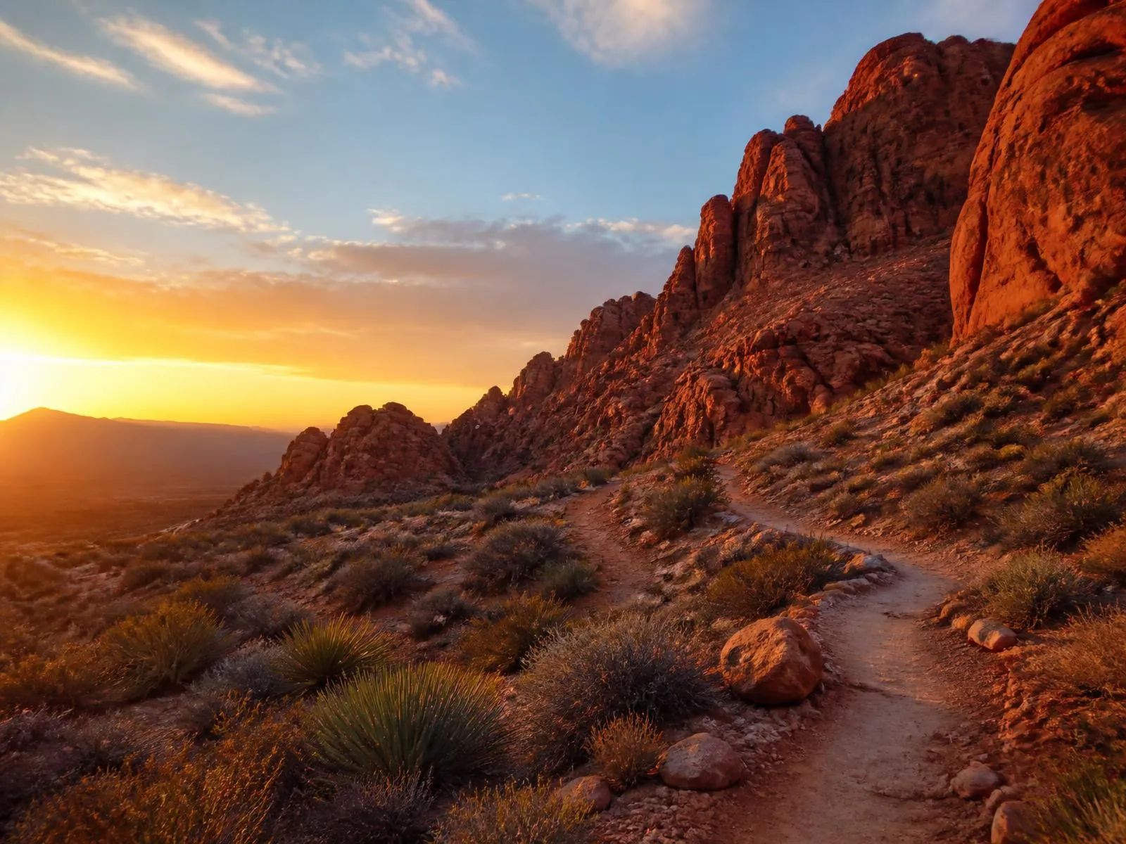 Red Rock Canyon sandstone formations outside Las Vegas at sunrise